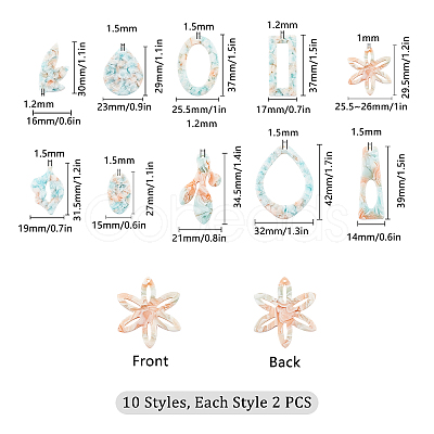 SUNNYCLUE Cellulose Acetate(Resin) Pendants KY-SC0001-08-1