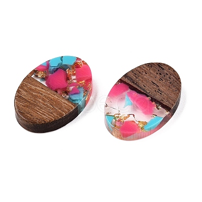 Transparent Resin and Walnut Wood Pendants RESI-T057-04K-1