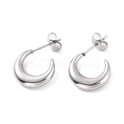 Non-Tarnish 304 Stainless Steel Crescent Moon Stud Earrings for Women EJEW-F280-05B-P-1