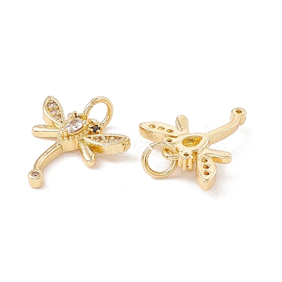 Brass Micro Pave Clear & Black Cubic Zirconia Charms KK-G415-36G-1