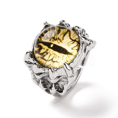 Dragon Eye Glass Wide Band Rings for Men RJEW-E017-01AS-04-1