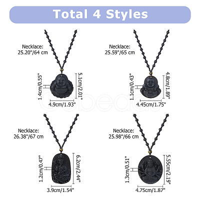 4Pcs 4 Styles Glass Pendant Necklaces NJEW-OC0001-04B-1