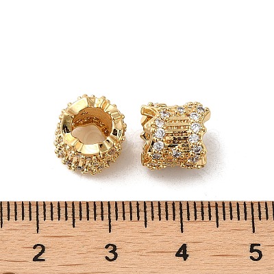 Rack Plating Brass Micro Pave Cubic Zirconia Beads KK-Q795-03-1