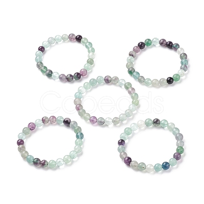 Natural Fluorite Stretch Bracelets BJEW-E373-8mm-10-1
