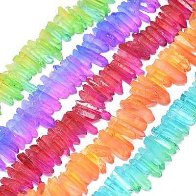 Natural Dyed Quartz Pointed Beads Strands G-G791-12-1