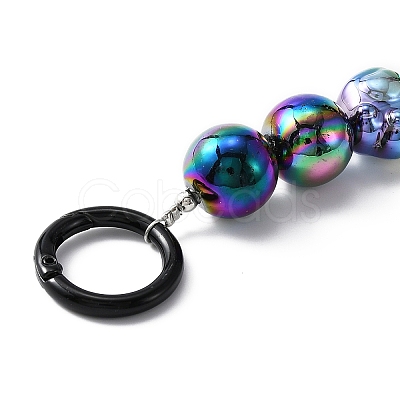 Rainbow Plated Opaque Acrylic Round & Paw Print Bead Chain Bag Straps PURS-WH0001-50E-1