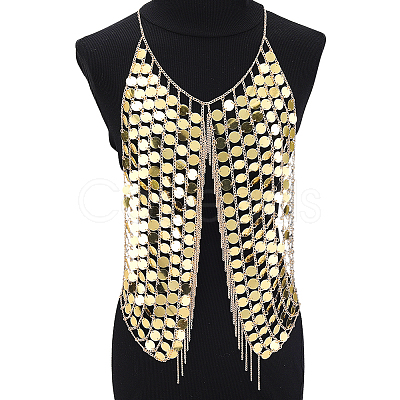 Polyester with PVC Coin Tassel Chest Body Chains for Sexy Dress AJEW-WH0481-477-1