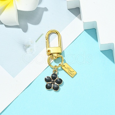 Alloy Enamel Flower Pendant Decorations HJEW-YW00003-1