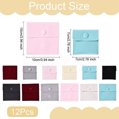 12Pcs 12 Styles Square Velvet Jewelry Bags TP-YW0001-05-1