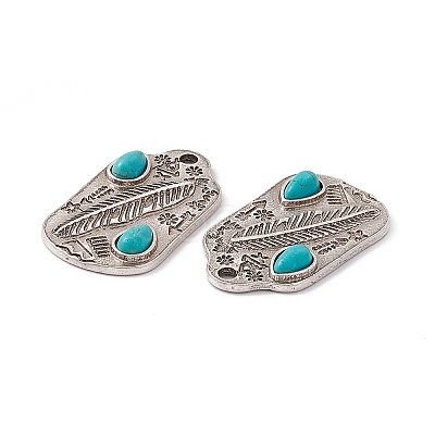 Synthetic Turquoise Teardrop Pendants PALLOY-D013-09AS-1
