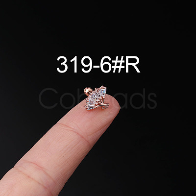 316L Surgical Stainless Steel Clear Cubic Zirconia Cartilage Earrings WG107EC-10-1