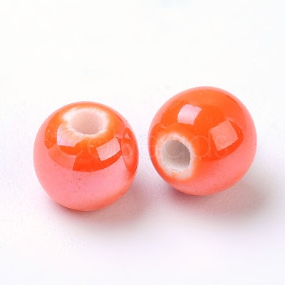 Glazed Porcelain Round Beads PORC-S489-6mm-07-1