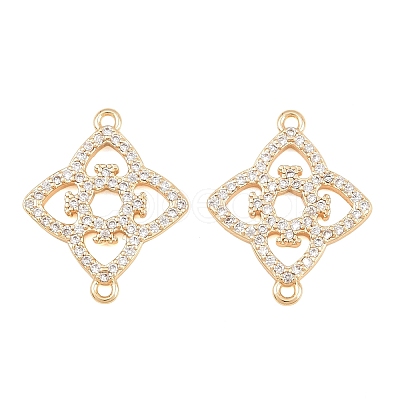 Brass Micro Pave Clear Cubic Zirconia Connector Charms CU-CBA7BFE-03I-G-1