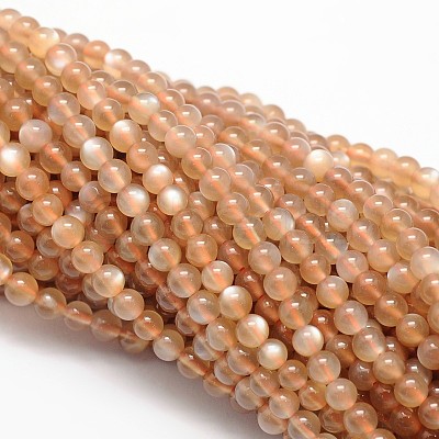 Natural Peach Moonstonee Beads Strands G-L425-25-4mm-1