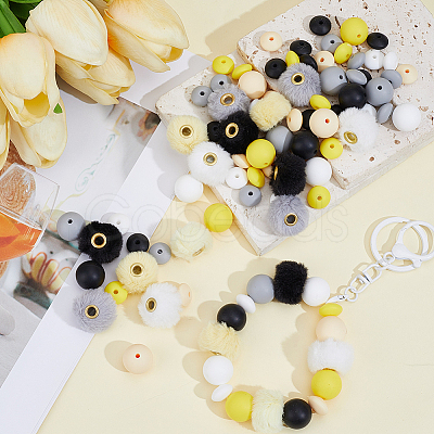 20Pcs 5 Colors Imitation Mink Fur European Beads FIND-PA0001-62A-1