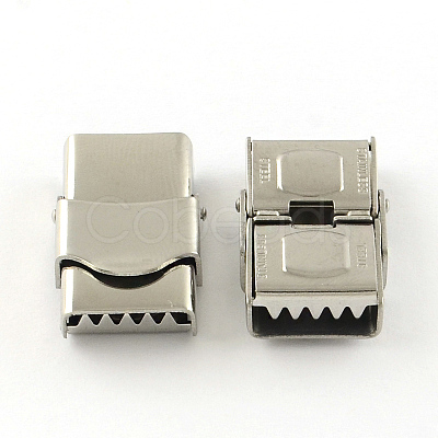 Tarnish Resistant Smooth Surface 201 Stainless Steel Watch Band Clasps STAS-R063-79-1
