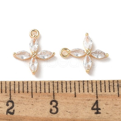 Real 18K Gold Plated Brass Cubic Zirconia Charms X-KK-R037-157G-1