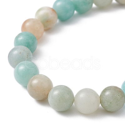 Natural Flower Amazonite Beaded Stretch Bracelet X-BJEW-JB09764-02-1