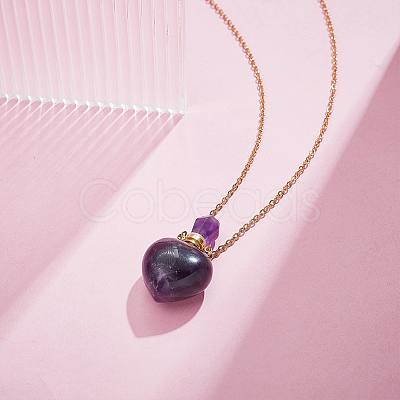 1Pc Natural Amethyst Perfume Bottle Necklaces NJEW-PH0001-37A-04-1