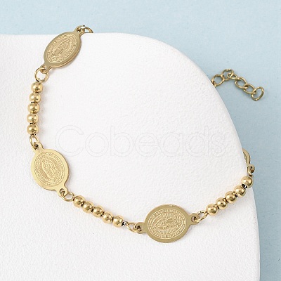 Religion 304 Stainless Steel Link Bracelets BJEW-F524-04B-G-1