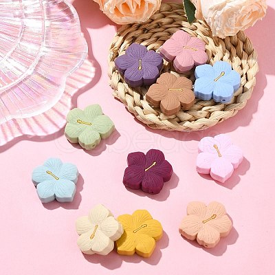 22Pcs 11 Colors Flower Food Grade Eco-Friendly Silicone Focal Beads SIL-CJ0002-56-1