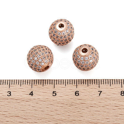 Brass Cubic Zirconia Beads ZIRC-F001-15RG-1
