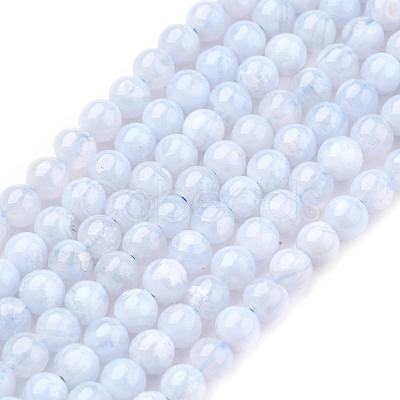 Natural Blue Chalcedony Bead Strands G-R193-02-4mm-1