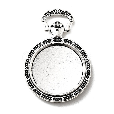 Tibetan Style Alloy Pendant Cabochon Settings TIBEP-N003-74AS-1