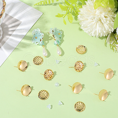 Brass Studs Earring Findings KK-BBC0019-01G-03-1