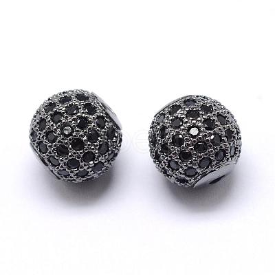 Rack Plating Brass Cubic Zirconia Beads ZIRC-S001-10mm-B04-1