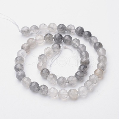 Natural Cloudy Quartz Round Bead Strands G-F262-03-1