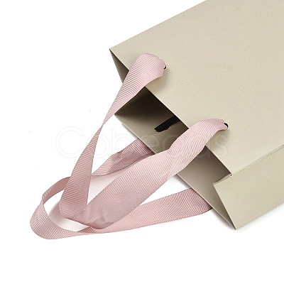 Paper Gift Tote Bags with Pink Ribbon Handles ABAG-K004-03-1