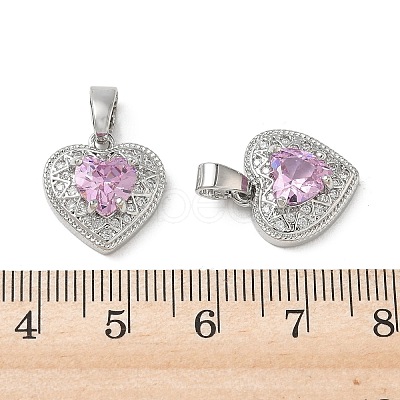 Valentine's Day Brass Micro Pave Pearl Pink Cubic Zirconia Charms KK-A299-14P-1