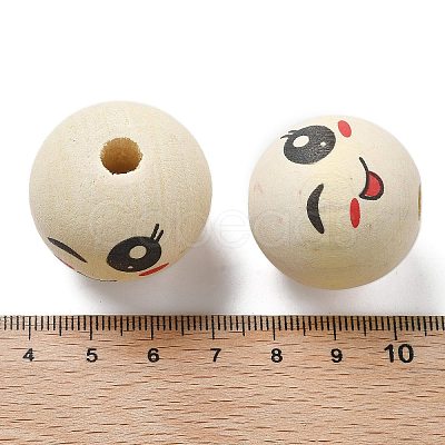 Printed Schima Wood European Beads WOOD-G023-14B-1