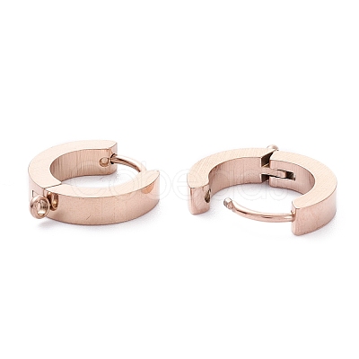 Ion Plating(IP) 304 Stainless Steel Huggie Hoop Earrings Findings STAS-I167-01A-RG-1