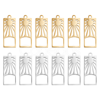 12Pcs 2 Colors 201 Stainless Steel Pendants FIND-UN0003-98-1