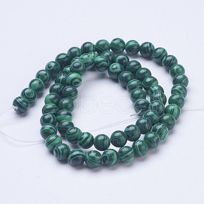 Synthetic Malachite Beads Strands G-D855-02-6mm-1