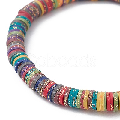 Polymer Clay Disc Heishi Surfer Stretch Bracelets BJEW-JB09834-01-1