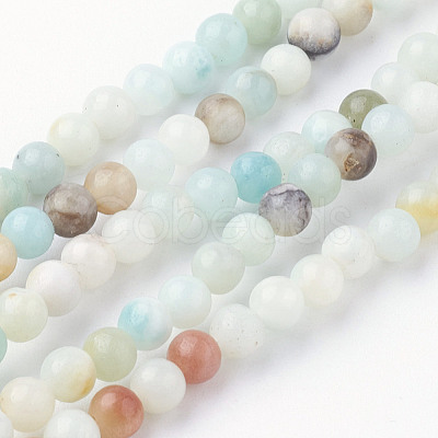 Natural Flower Amazonite Bead Strands G-G735-61-4mm-1