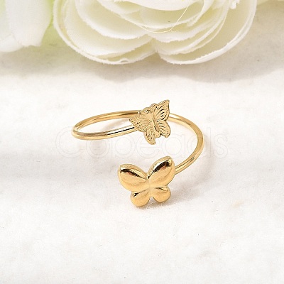 304 Stainless Steel Cuff Rings for Women RJEW-K312-03G-1