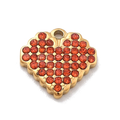 304 Stainless Steel Rhinestone Charms STAS-M092-06G-04-1