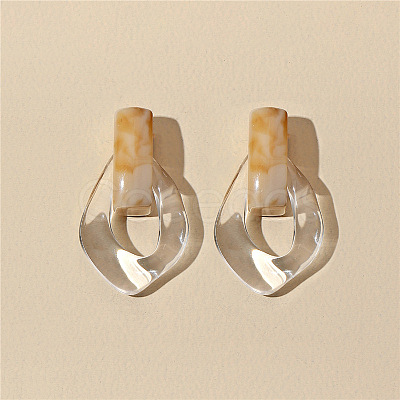 Oval Resin Dangle Stud Earrings FS-WGCF92D-03-1