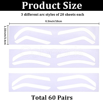 60Pcs 3 Styles Plastic Eyebrow Tattoo Practice Skin AJEW-CP0009-58B-1
