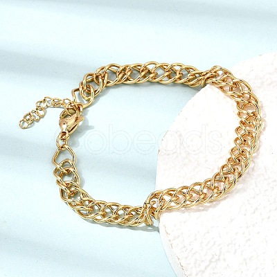 6.5MM 304 Stainless Steel Double Link Chain Bracelets for Women Men SA-CBA37BC-21G-1