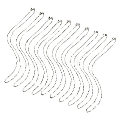 10Pcs 304 Stainless Steel Cable Chain Necklaces Set for Men Women MAK-YW0002-01P-1