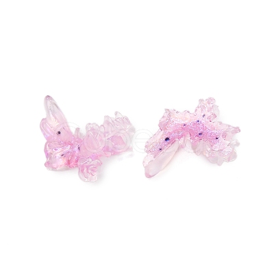Butterfly with Flower Transparent Resin Cabochons FIND-L019-06D-1