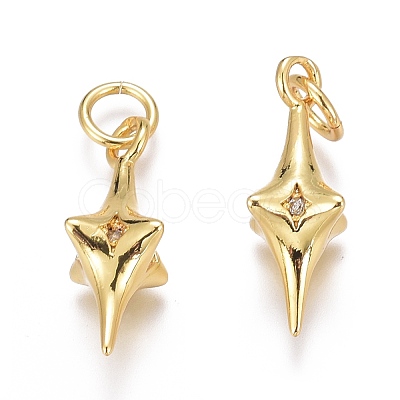 Brass Micro Pave Clear Cubic Zirconia Pendants ZIRC-O035-20G-1