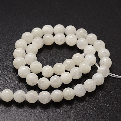 Natural Rainbow Moonstone Round Beads Strands G-E329-5-6mm-49-1