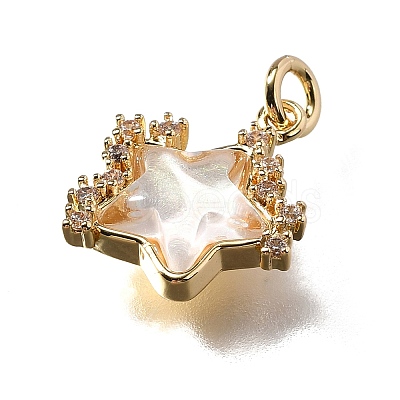 Brass Micro Pave Cubic Zirconia Charms KK-Q043-04G-01-1