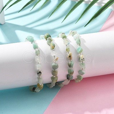 Natural Flower Amazonite Chips Bracelets for Women BJEW-H623-01S-08-1